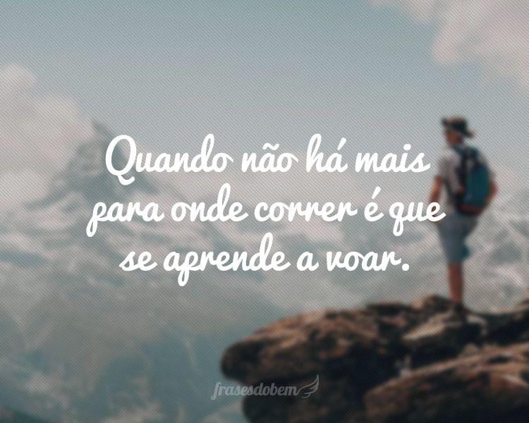 Quando não há mais para onde correr é que se aprende a voar.