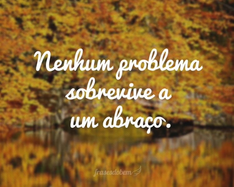 Nenhum problema sobrevive a um abraço.