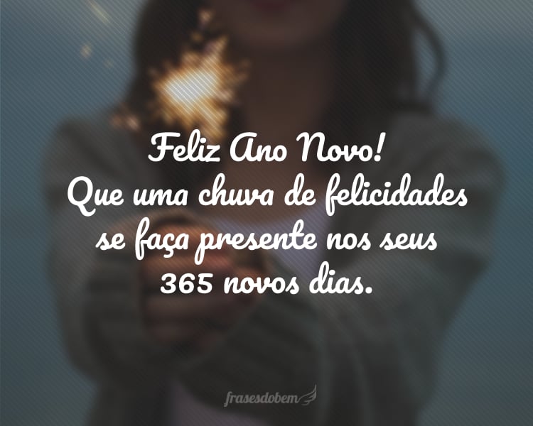 Feliz Ano Novo! Que uma chuva de felicidades se faça presente nos seus 365 novos dias.