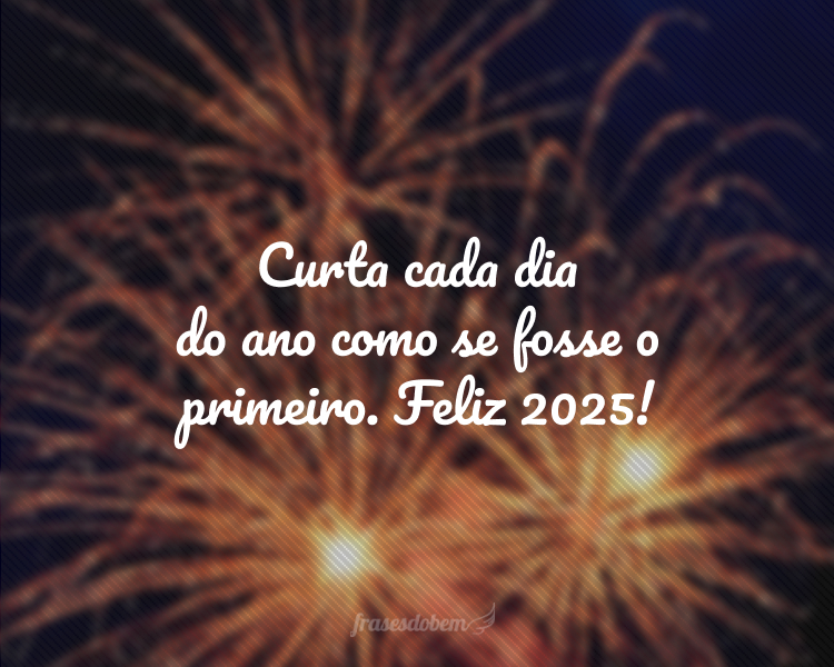 Curta cada dia do ano como se fosse o primeiro. Feliz 2025!